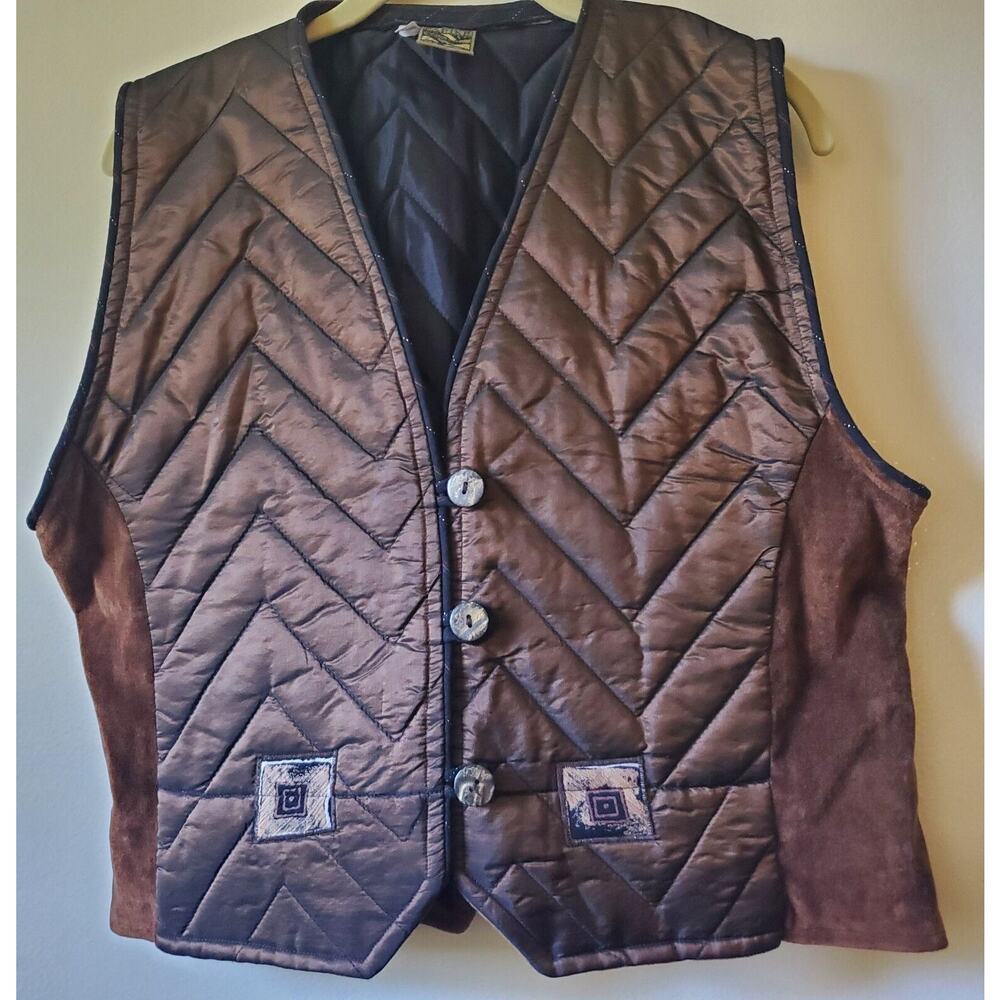 Papike Womens Brown Vest M Made In California Artisan Fabric Boho Funky Unique